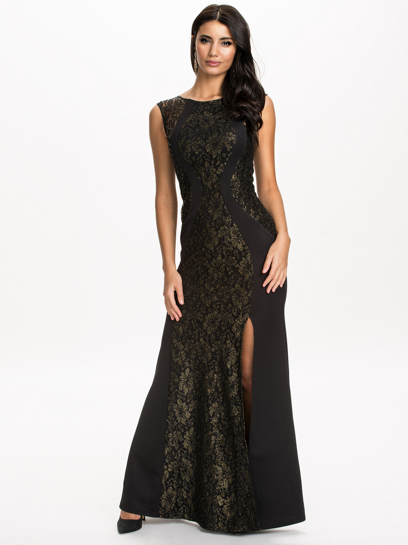 W25011 Elegant Floral Lace Hollow Out Evening Dress